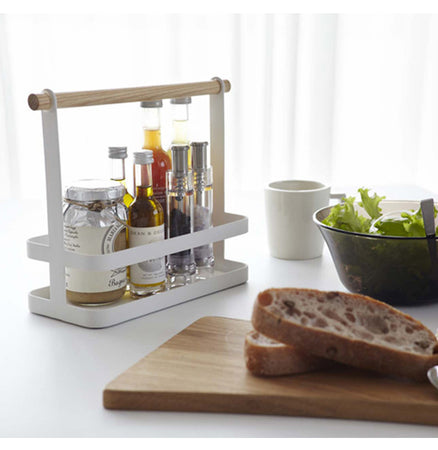 Tabletop Spice Holder Organizer with Wooden Handle